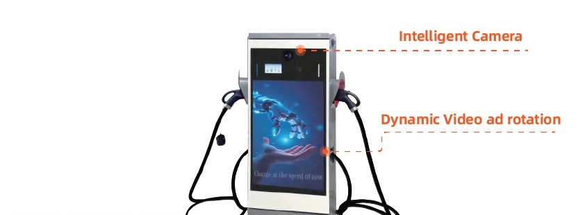TA-DC-FDD double gun floor-standing DC fast charger with screen advertising